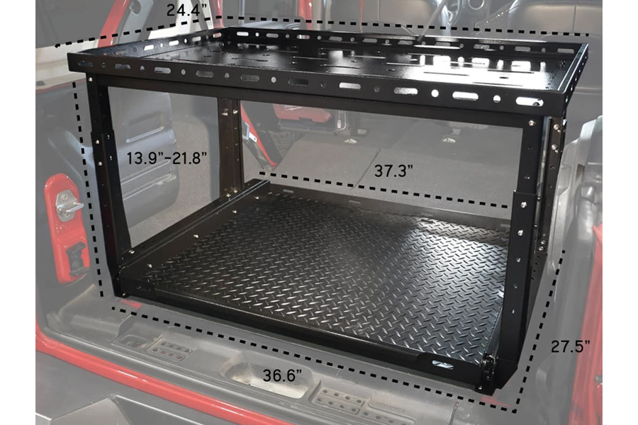 Overland Vehicle Systems Cargo Storage Rack w/Shelf and Sliding Extension - JL