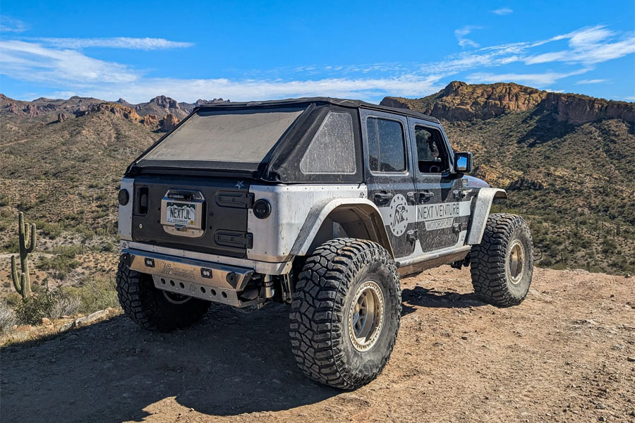 Next Venture Motorsports Rear Steel Corner Armor w/ Lights (Stealth Fuel Door) - Bare - JL 4DR
