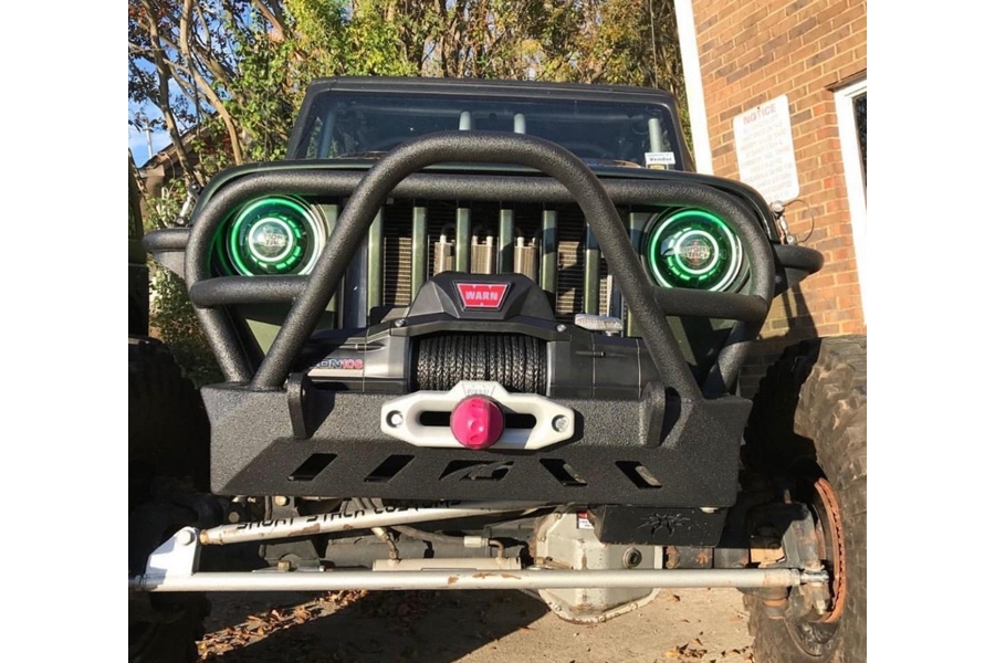 Motobilt Crusher Front Bumper w/ Grill Hoop and Stinger - Bare Steel  - LJ/TJ/YJ