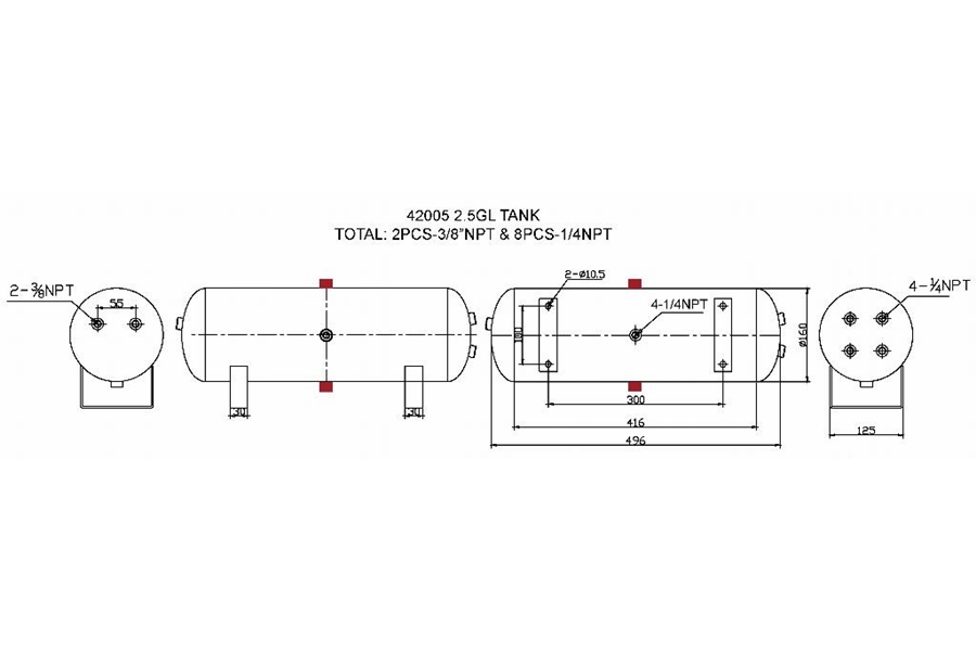 Bulldog Winch 2.5 Gallon Air Tank with 10 Bungs