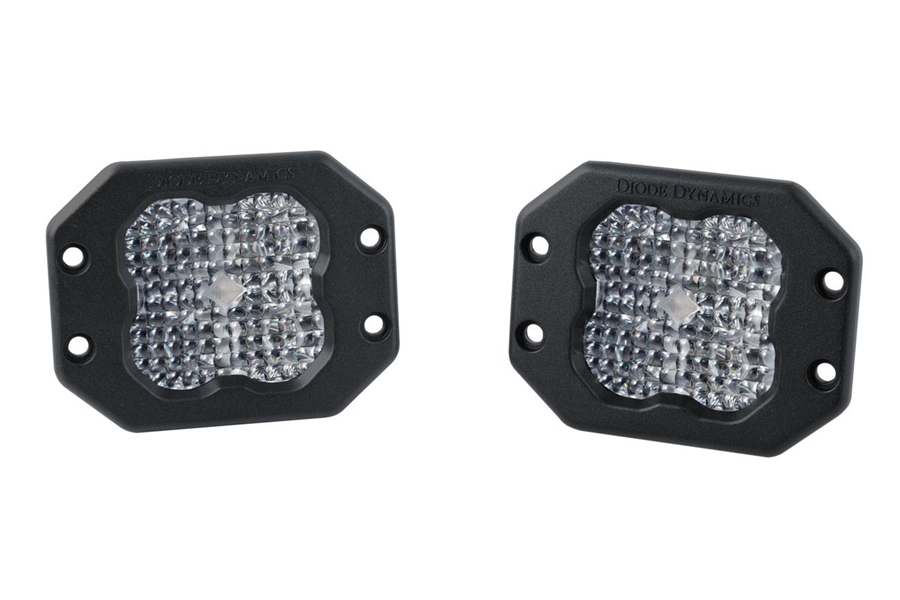 Diode Dynamics SS3 White Sport Flush Mount LED Pod Pair, Flood - Red