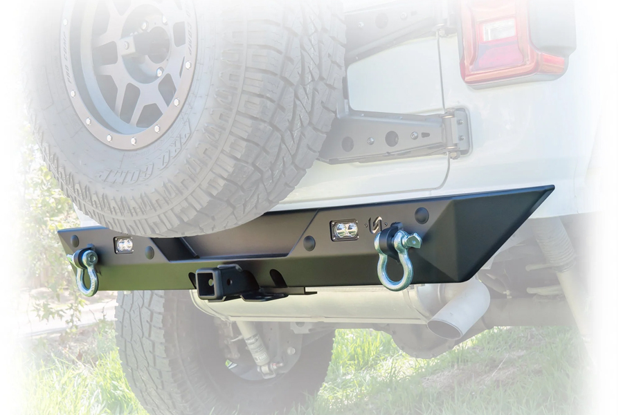 Turn Offroad Rear Bumper w/Hitch Receiver and LED Pod Lights  - JL