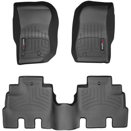 WeatherTech Front and Rear Floor Liner Black Package - JK 4dr 2014+