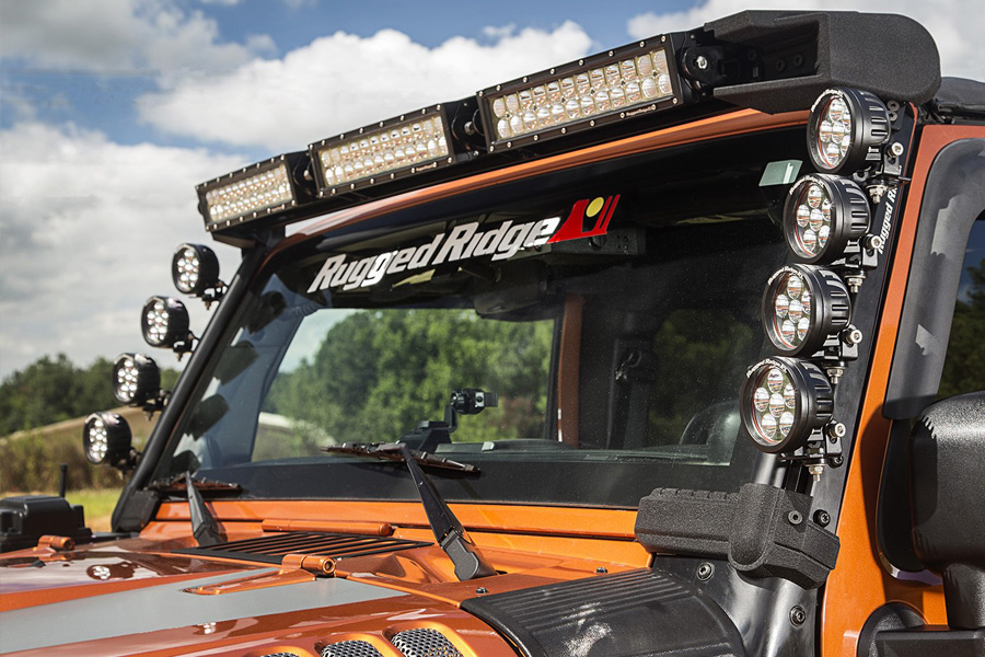 Rugged Ridge Elite Fast Track Windshield Light Bar Mounting Brackets - JK