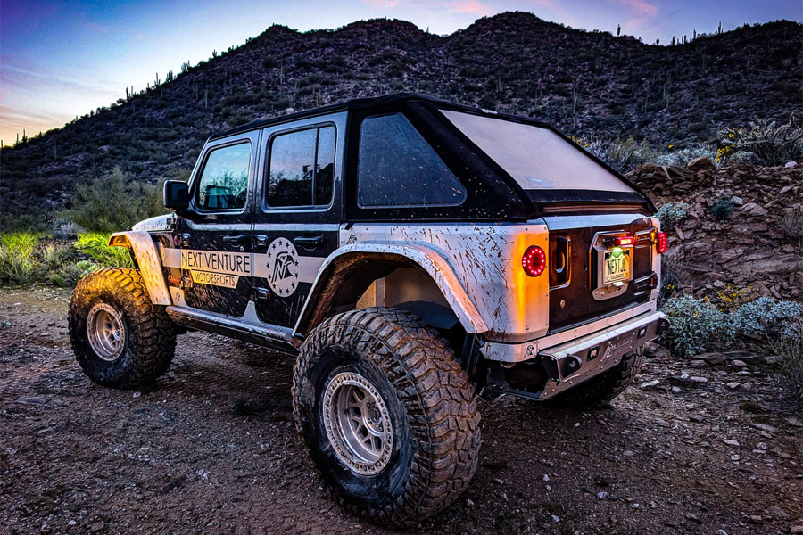 Next Venture Motorsports Rear Aluminum Corner Armor w/ Lights (Stealth Fuel Door) - Bare - JL 4DR