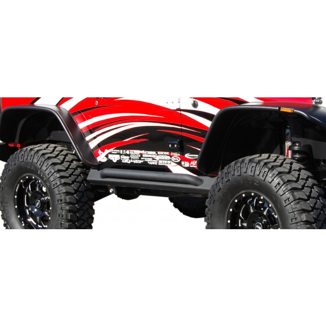 MBRP Rock Rail Kit, LineX Coated - JK 2DR