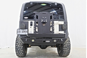 LOD Destroyer Rear Bumper with Tire Carrier, Black Texture - TJ/LJ/YJ