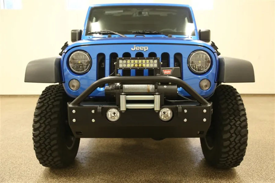 Rock Hard 4x4 Patriot Series Aluminum Grille Width Front Bumper w/ Fog Light Cutouts - JK