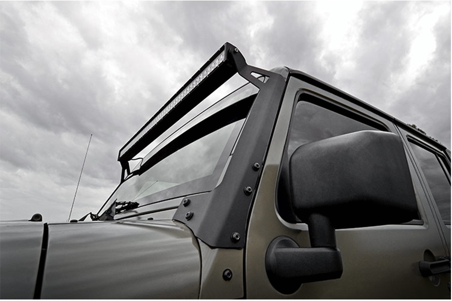 Rough Country Light Bar Upper Windshield Kit w/ 50in Black Series LED Light  - JK