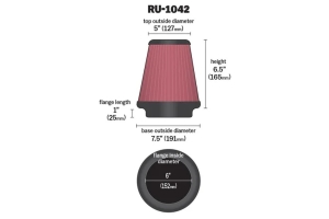 K&N Filters Universal Clamp-On Air Filter, Flange Inside Diameter, 6 in
