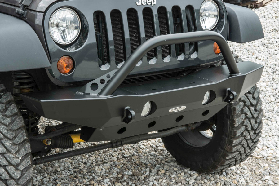 LOD Destroyer Mid-Width Front Bumper w/ Bull Bar Black Powder Coated - JK