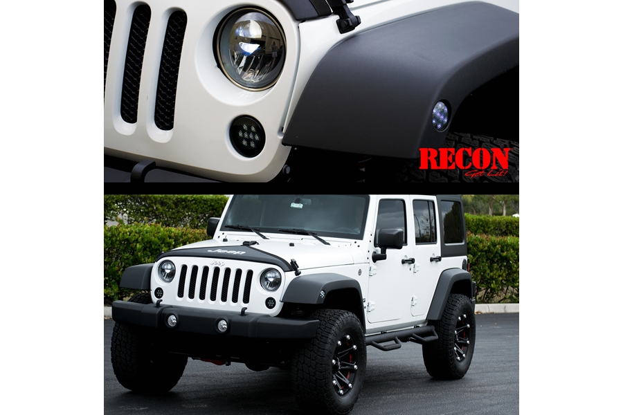 RECON Round Front Fender LED Lights - Smoked Lens - JK 