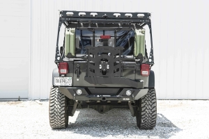 LOD Destroyer Shorty Rear Bumper  w/Tire Carrier Black Powder Coated - JK