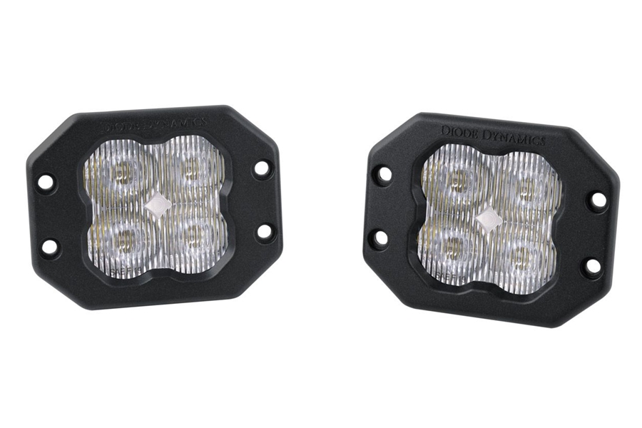 Diode Dynamics SS3 White Pro Flush Mount LED Pod Pair, SAE Fog - Amber