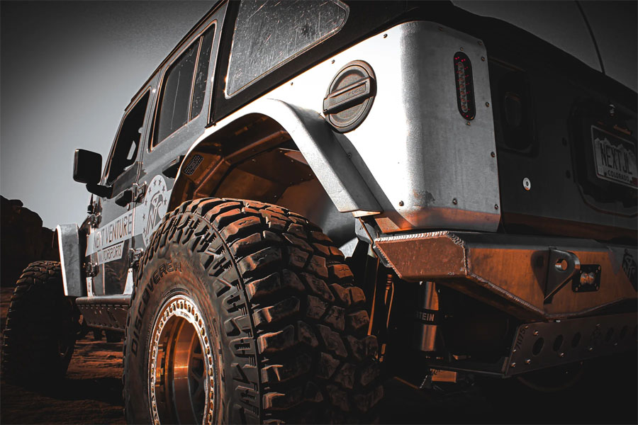 Next Venture Motorsports Rear Aluminum High Line Fender Flares, Mount w/ Corner Armor - JL 4DR