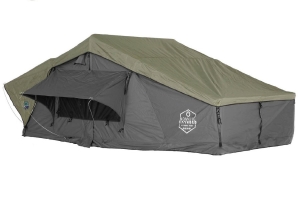 Overland Vehicle Systems Nomadic 3 Extended Roof Top Tent, Gray Body, Green Rainfly