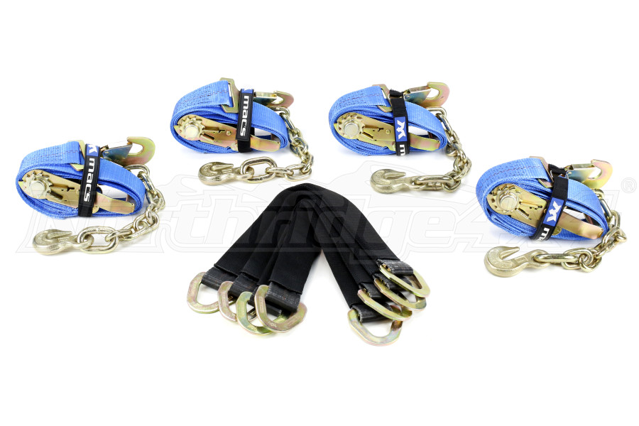 Macs Ultra Tie Down Strap Pack wDetachable Axle Straps 8ft Blue