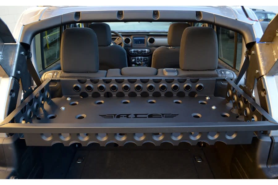 Jeep JL 4dr Ace Engineering Adjustable Rear Cargo Basket Kit Texturized