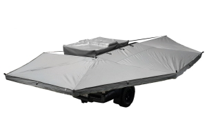 Overland Vehicle Systems Nomadic 270 Passenger Side Awning w/ Bracket Kit and Extended Poles - Dark Gray 
