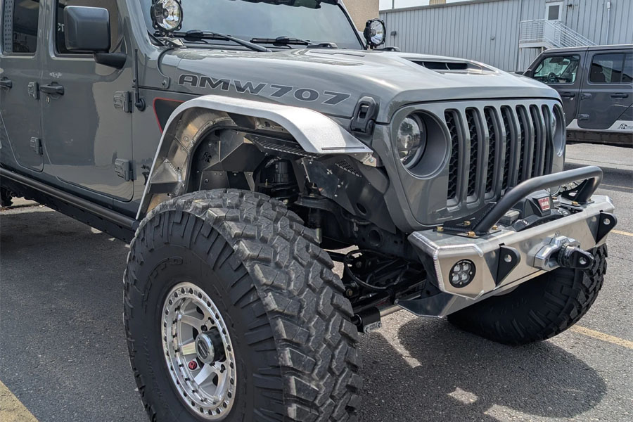 Next Venture Motorsports Aluminum Front Inner Fender Liners for Rock Krawler Coilover - Bare - JL/JT 392/3.0L w/ Factory Wiper Fluid Reservoir