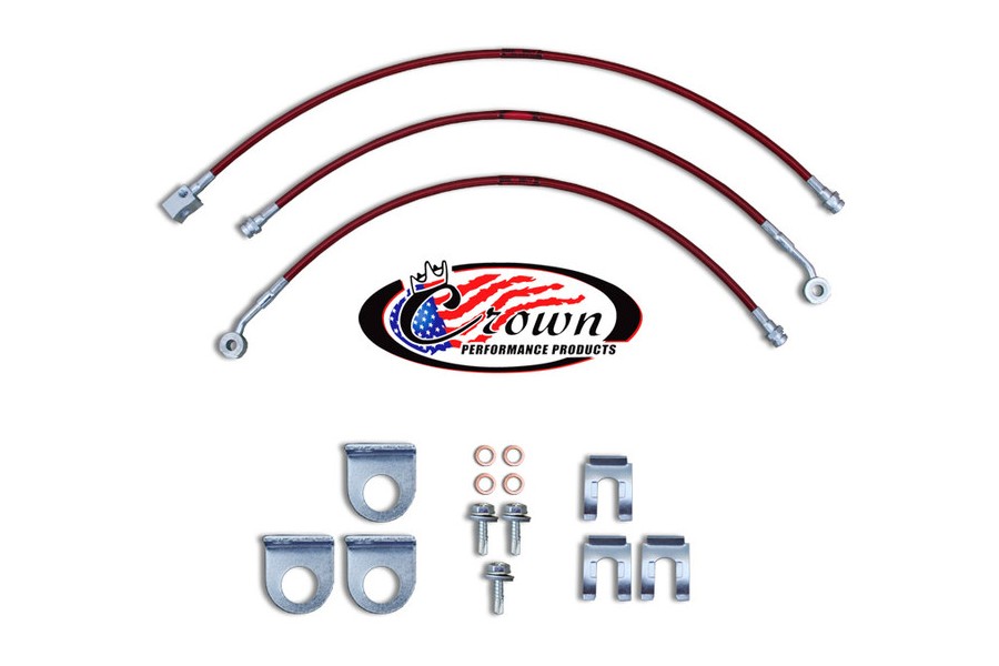 Crown Performance Stainless Steel Brake Line Kit, 4in Lift, Front and Rear - TJ