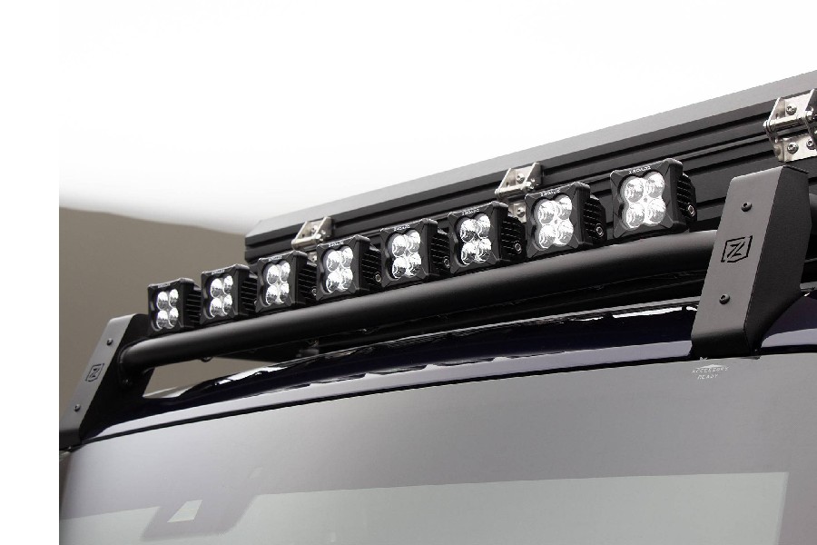 ZROADZ Roof Rack Kit - 8 3in ZROADZ LED Pod Lights 6 White 2 Amber, Wiring Harness - Bronco 2021+ 4Dr
