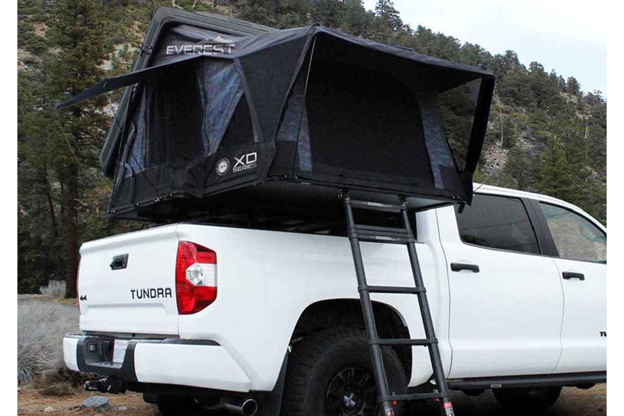 Overland Vehicle Systems XD Everest Cantilever Aluminum Hard Roof Top Tent 2 Person - Grey Body/Black Rainfly