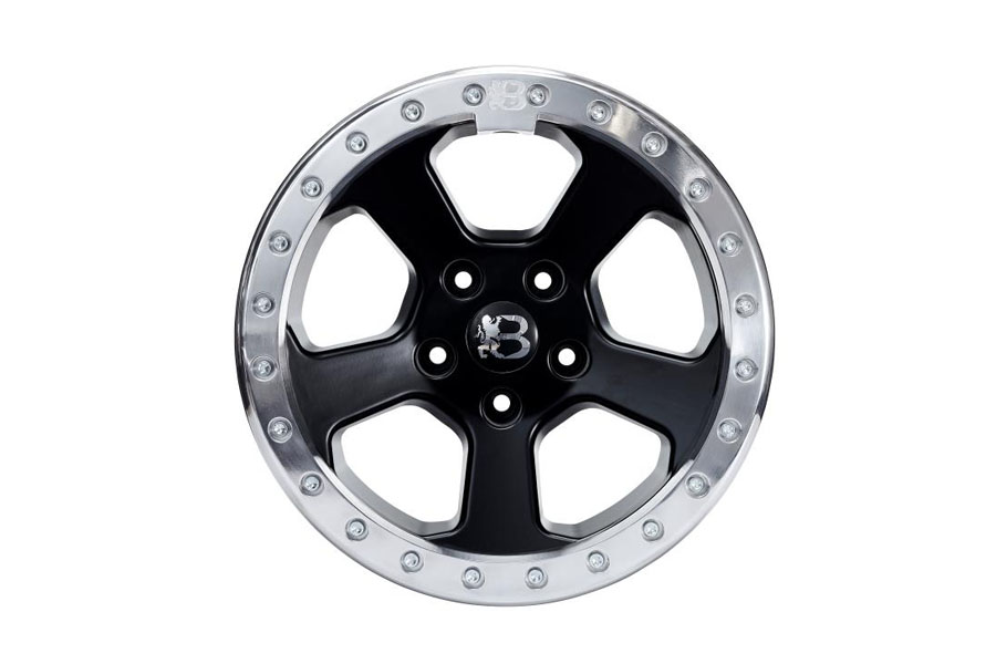 Bawarrion BON’Z 17x8.5 5x5 10mm Beadlock Wheel - Matte Black/Polished Ring w/ Chrome Logo - JL/JT/JK