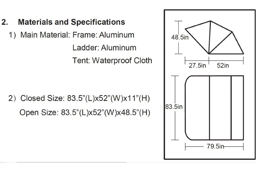 Raptor Series Voyager Roof Top Camping Tent w/ Ladder