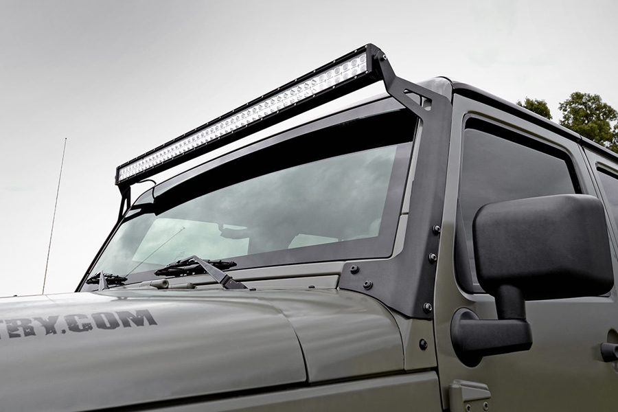 Rough Country Light Bar Upper Windshield Kit w/ 50in Black Series LED Light  - JK