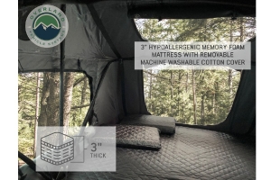 Overland Vehicle Systems Nomadic 3 Extended Roof Top Tent - Dark Gray Base w/Green Rain Fly & Black Cover w/Black Aluminum Base, Black Ladder