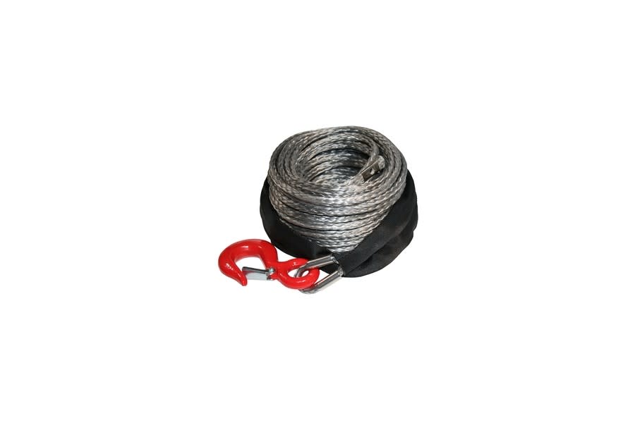 Bulldog Winch Synthetic Rope w/ Hook - 8mm x 100ft, up to 8klb Winches