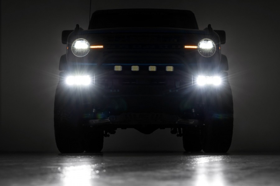 Rough Country Triple 2in Cube Fog Light Mount Kit, Black, Pair - Bronco 2021+