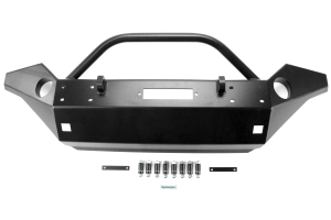 Rock Hard 4x4 Patriot Series Full Width Front Bumper w/Lowered Winch Plate Black - JK