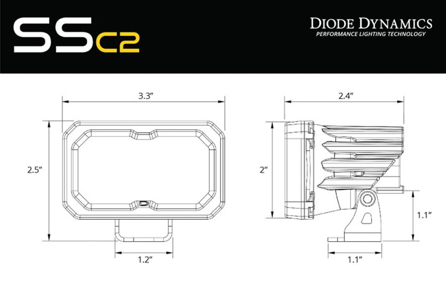 Diode Dynamics C2 2.0 White Pro LED Pod, Spot - Red