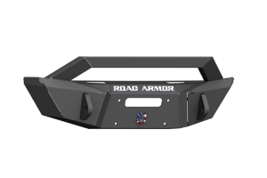 Road Armor Stealth Front Winch Stubby Bumper w/ Competition Cut Bar Guard - Texture Black  - JT/JL/JK