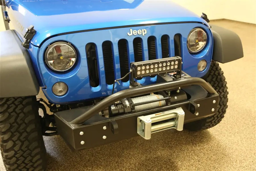 Rock Hard 4x4 Patriot Series Steel Stubby Front Bumper w/ Lowered Winch Plate - JK