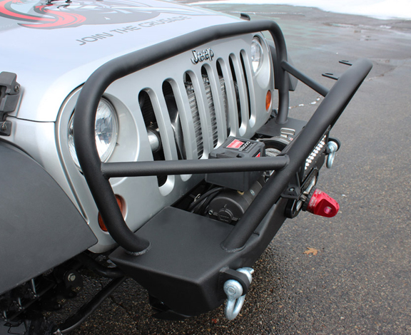 JCR Offroad Deluxe Mauler Stubby Front Winch Bumper Black
