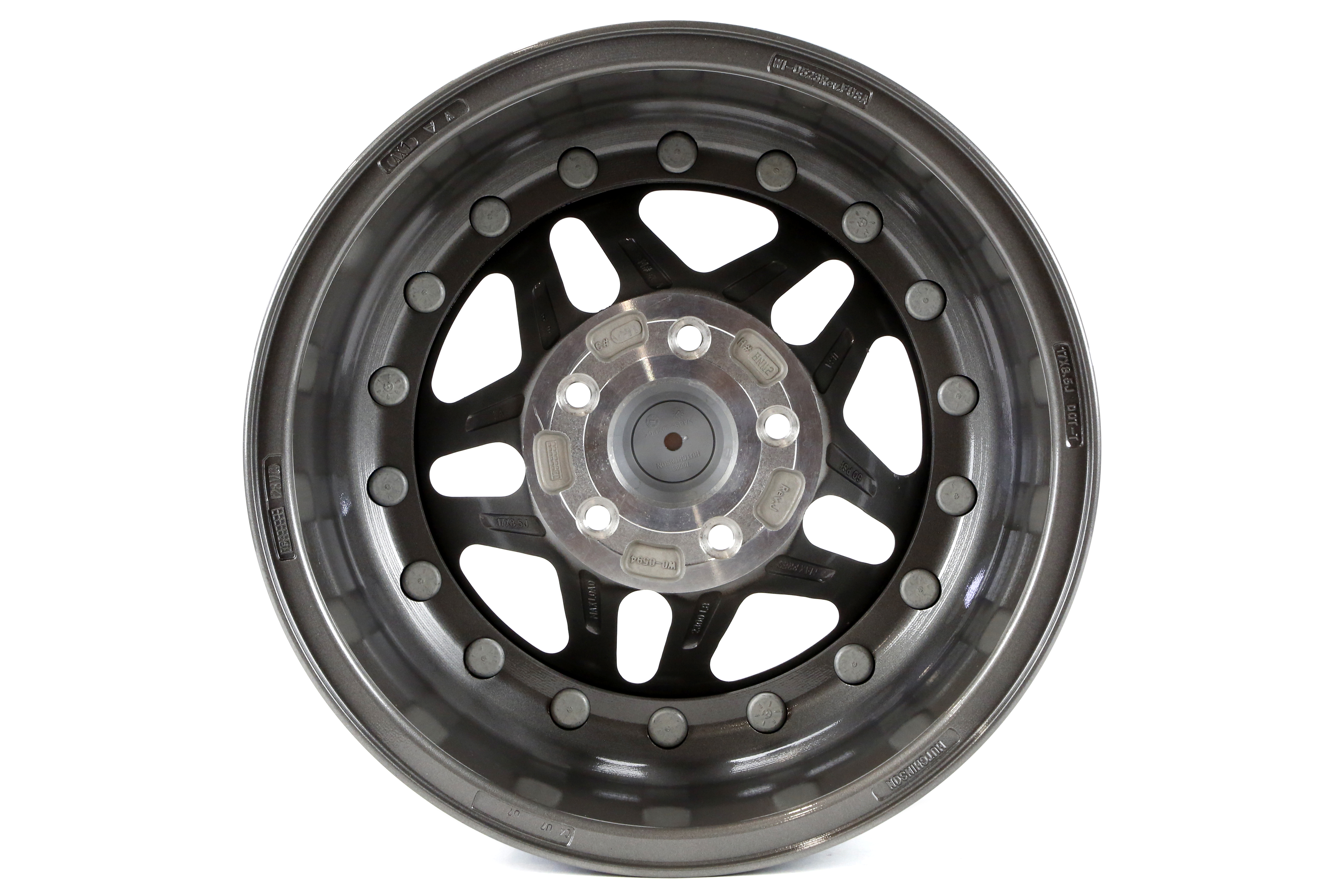 Hutchinson Rock Monster Beadlock Wheel 17x8.5 5x5 Argent w/ Black Caps - JT/JL/JK