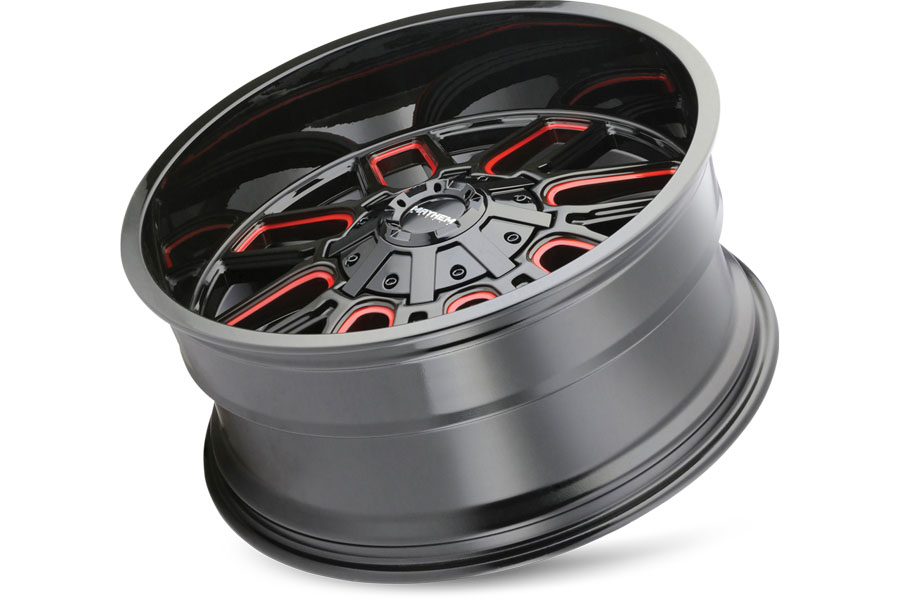 Dirty Life Mayhem Cogent 8107 Series Wheel, 17x9 5x5/5x5.5 -12mm - Black w/ Prism Red - JL/JT/JK/CJ