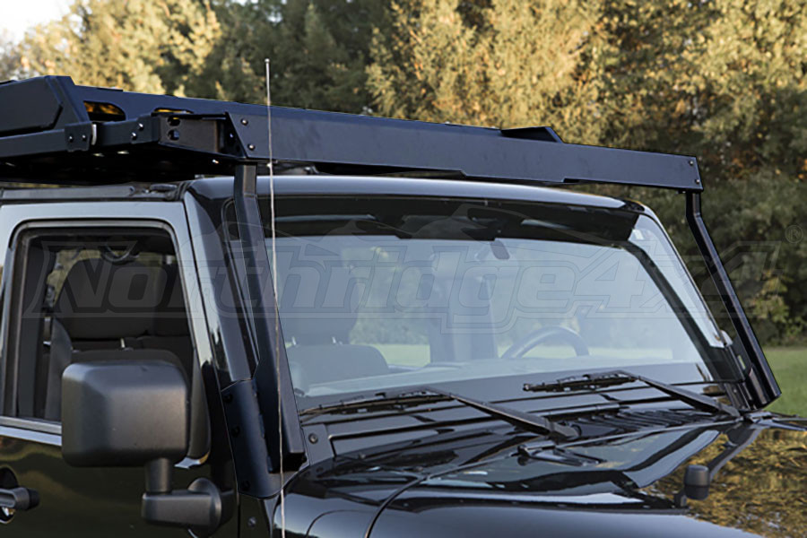 Jeep Jk 4dr Lod Sliding Roof Rack Air Deflector Black Pc Jeep Unlimited Rubicon 2007 2018 Jrr0743 Northridge4x4