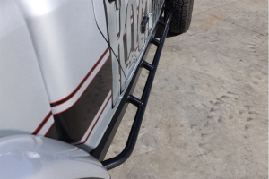 Rock Hard 4x4 Patriot Series Tube Slider Rocker Guards - Angled Down - JT