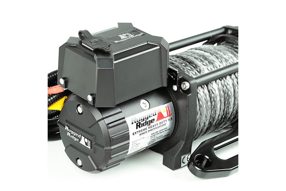Rugged Ridge Winch, 9500 LBS, Synthetic Rope, Waterproof