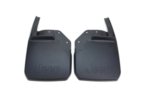 Mopar Front Deluxe Molded Mudflaps w/Jeep Logo - Black - JK 