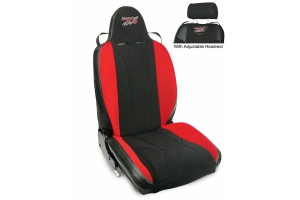 MasterCraft Baja RS DirtSport Reclining Seat w/Adj. Headrest & BRS Stitch Pattern - Black/Black/Red