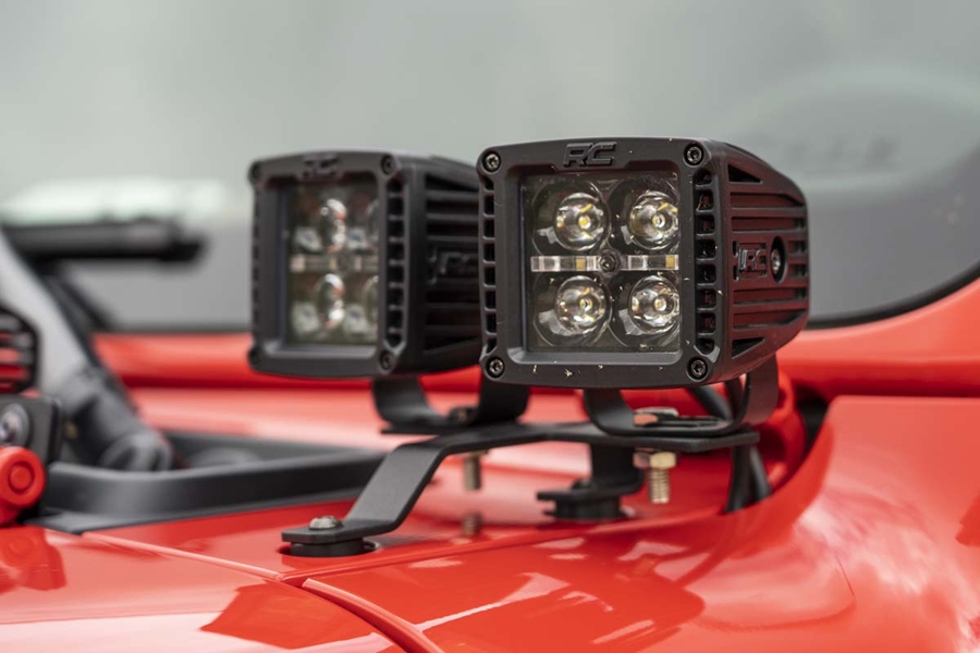 Rough Country Black Series Quad LED Light Pod Kit - White DRL  - JT/JL