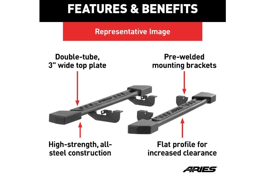 Aries Automotive Rocker Step Running Boards, Black - JL 2dr