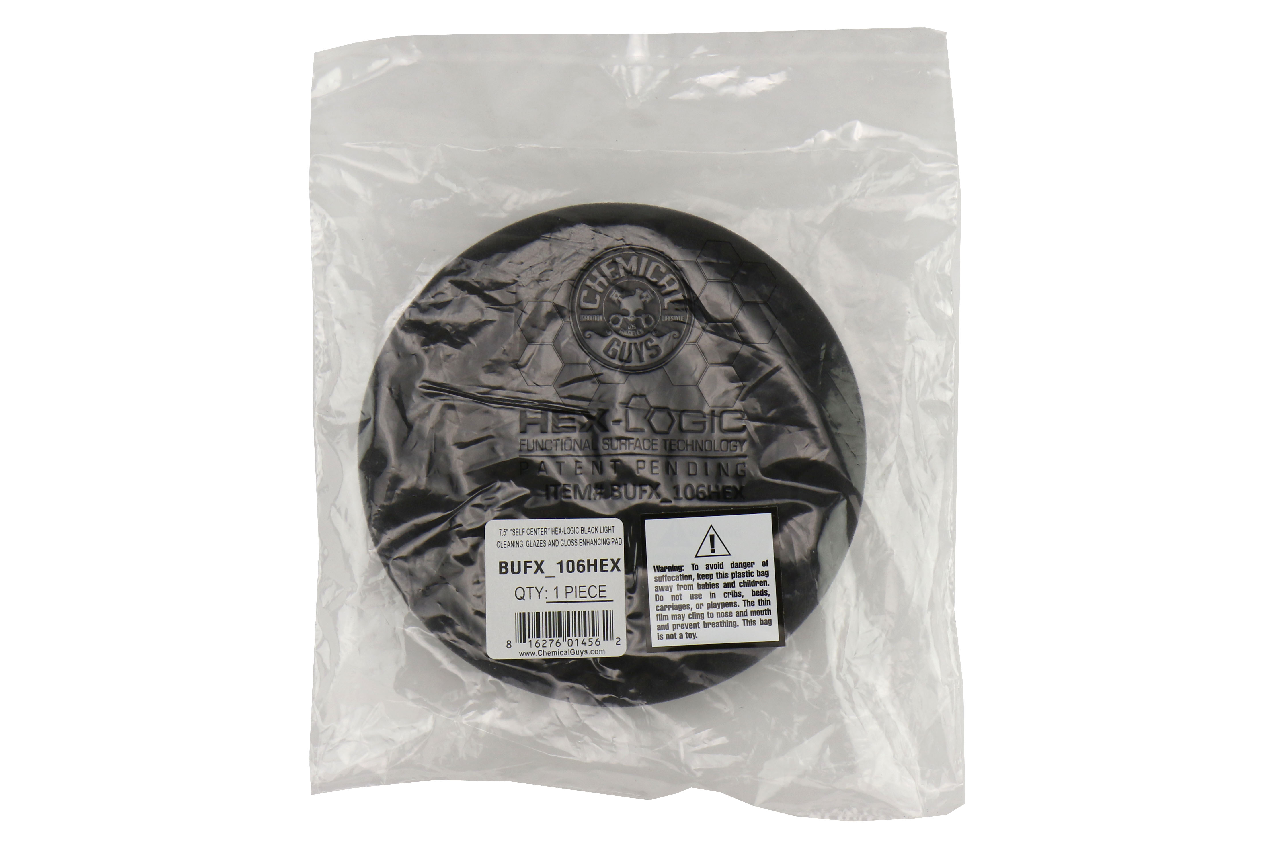 Chemical Guys Black Hex-Logic 7.5in Finishing Pad