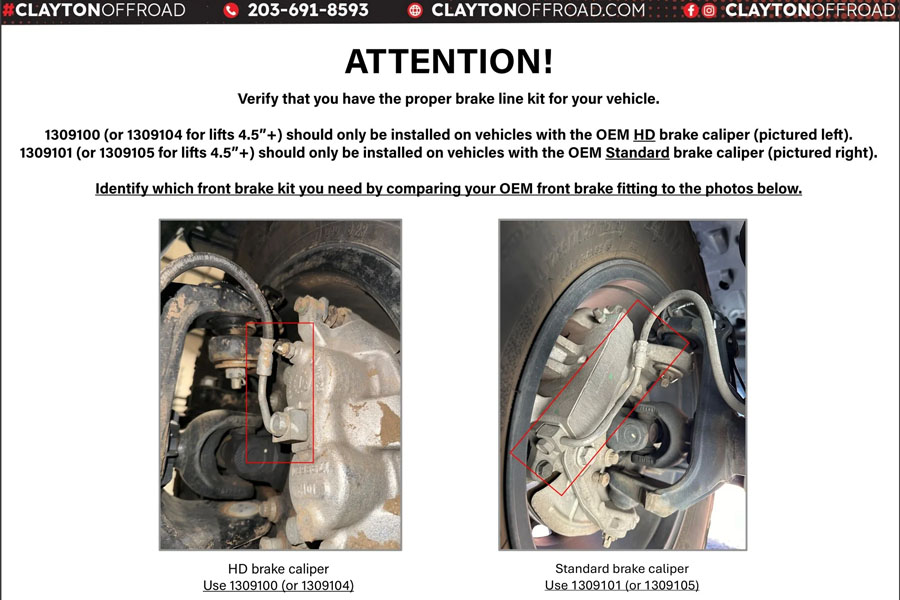 Clayton Off Road HD Front Extended Brake Lines 40in - JL/JT