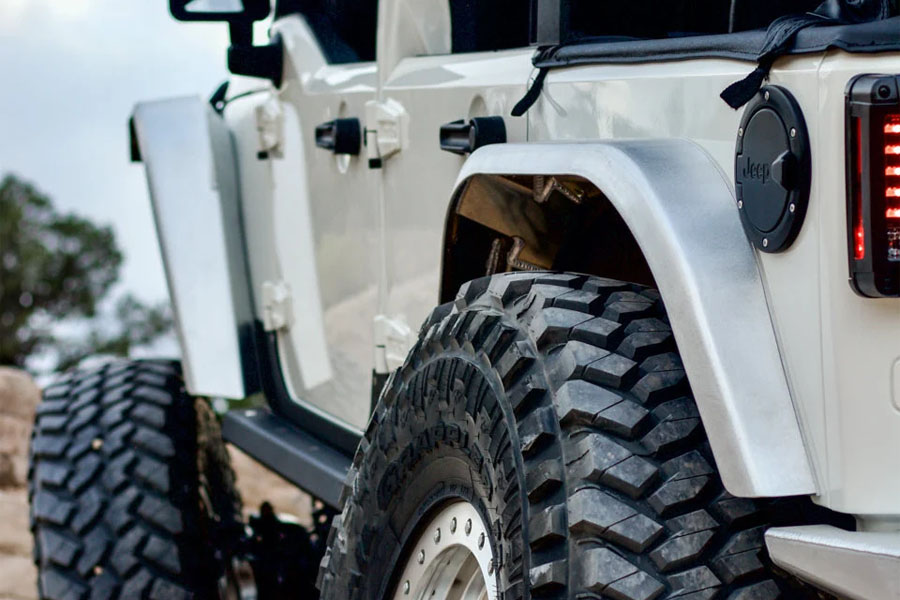 Next Venture Motorsports Aluminum High Line Rear Fender Flares Pair w/ Corner Armor - Bare - JK 2DR